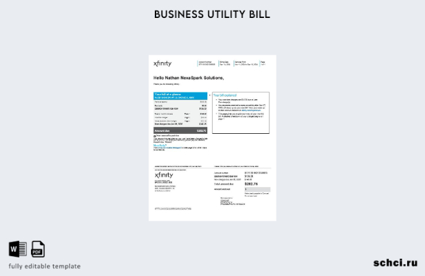 скачать в цифровом формате шаблон счета за коммунальные услуги XFINITY в США